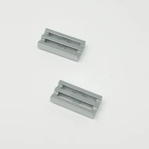 2412b LEGO Parts Tile Modified 1x2 Grille Bottom Groove Lip CHROME (2)