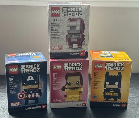 Lego Brickheadz Batman 41585 Captain America 41589 Belle 41595 Iron Man 40669