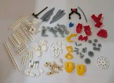 Lot 70+ LEGO Bionicles Technic Pieces Yellow, Red, White, Gray, Tan, Brown