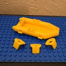 LEGO Yellow Boat with 3 Life Jackets Lot (4pc)