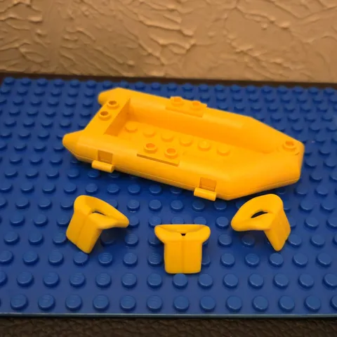 LEGO Yellow Boat with 3 Life Jackets Lot (4pc)