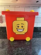 LEGO Wheeled Storage Blue Bin Tub Stacking Organizer Minifigure