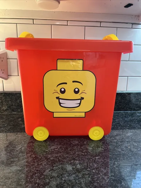 LEGO Wheeled Storage Blue Bin Tub Stacking Organizer Minifigure