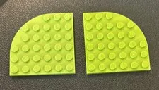 LEGO Parts 6003 Flat Plate Round Corner 6 x 6 Lime Green Lot 2