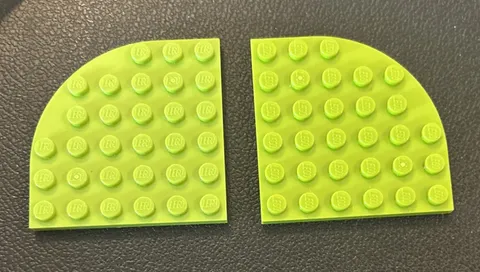 LEGO Parts 6003 Flat Plate Round Corner 6 x 6 Lime Green Lot 2