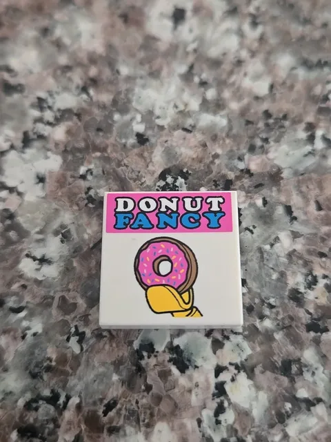 Lego The Simpsons 'Donut Fancy' 2x2 Decorated Tile