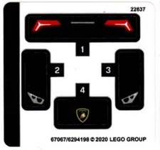 LEGO STICKER SHEET 30342 LAMBORGHINI HURACAN SUPER TROFEO EVO Set New