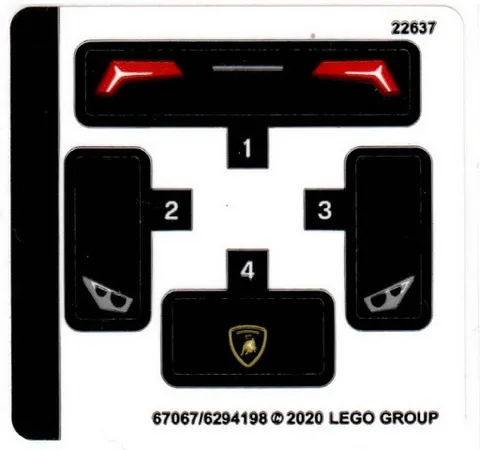 LEGO STICKER SHEET 30342 LAMBORGHINI HURACAN SUPER TROFEO EVO Set New