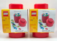 LEGO Round Storage Brick 1 Knob Single Stud Tub - Red Storage Tubs - Set of 2