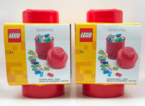 LEGO Round Storage Brick 1 Knob Single Stud Tub - Red Storage Tubs - Set of 2