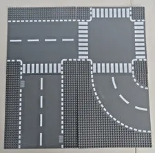 LEGO Gray Road Plates Baseplate Set Printed Plastic CITY 4 Pieces