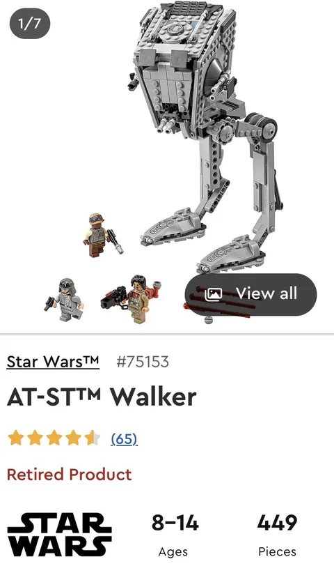LEGO Star Wars Imperial AT-ST 75153 include all pieces, minifigs, manual, no box