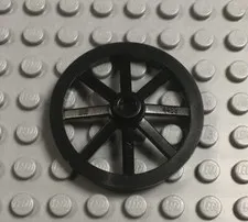 LEGO One Large Black Wagon Wheel 33mm