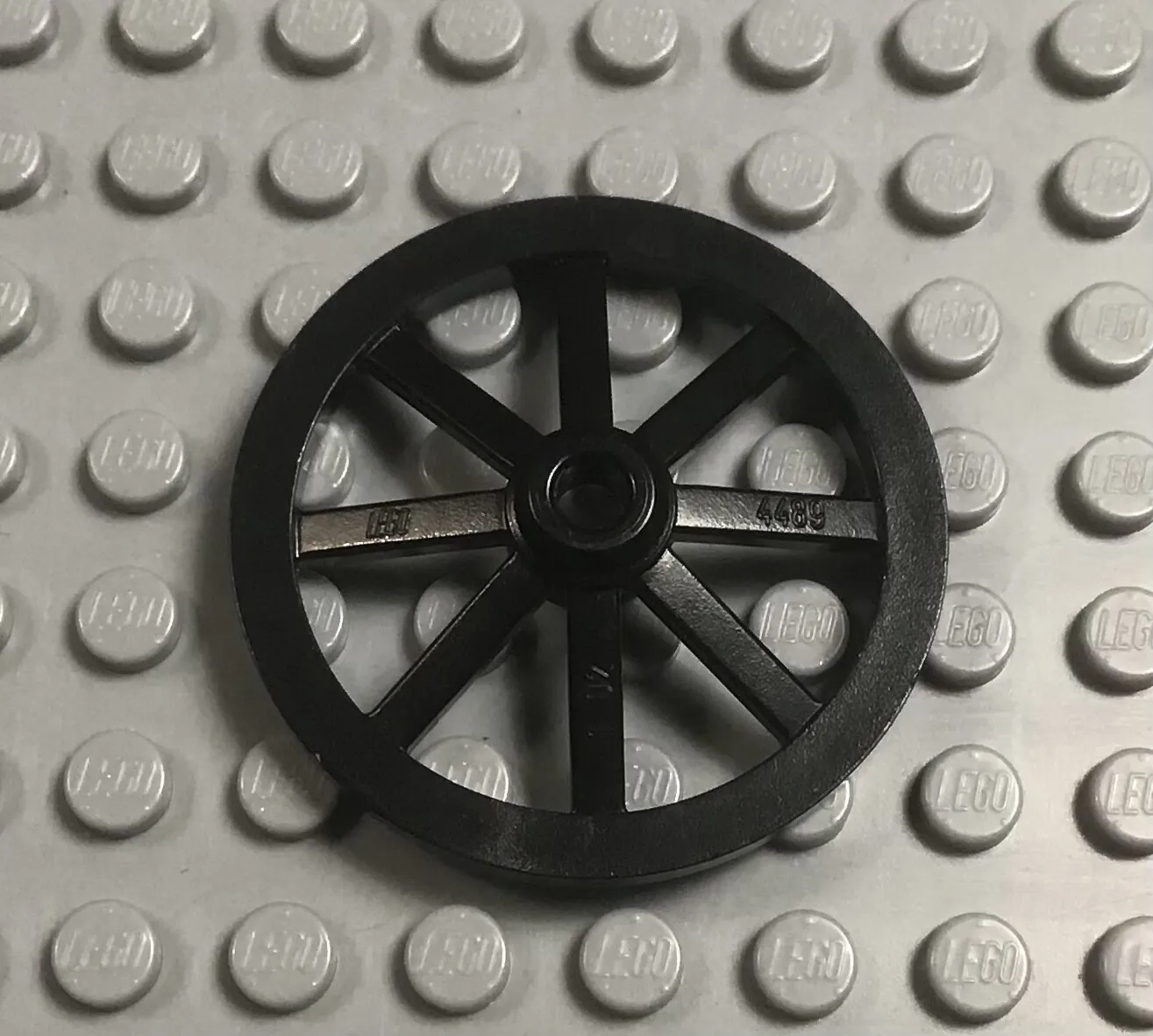 LEGO One Large Black Wagon Wheel 33mm