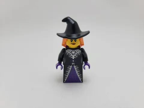 LEGO Witch - Black Floppy Hat, Orange Hair, Dark Purple Trim Item No: hol301