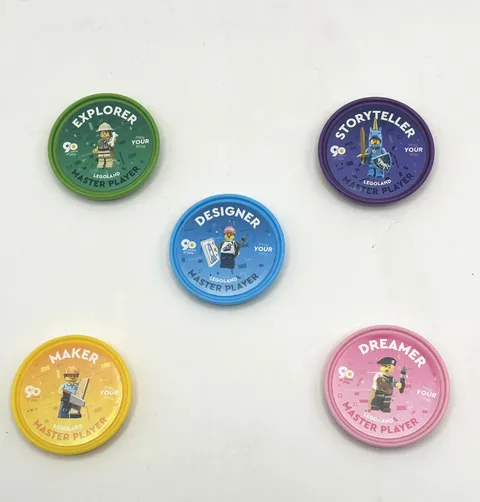 Legoland Master PLayer Pop Badges Lot of 5 ~ 2022 90 Years of Play