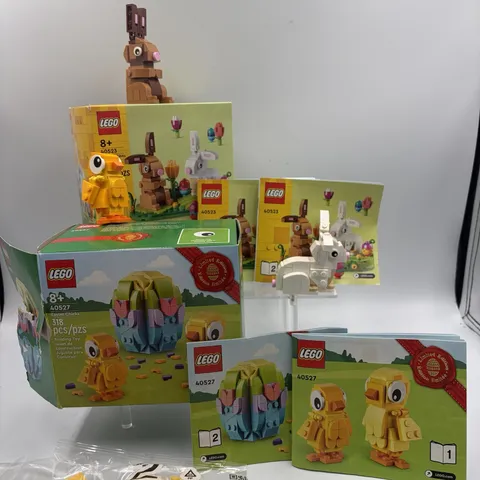 LEGO Easter Sets 40523 & 40527 Easter Rabbits & Easter Chicks Open And Assembled