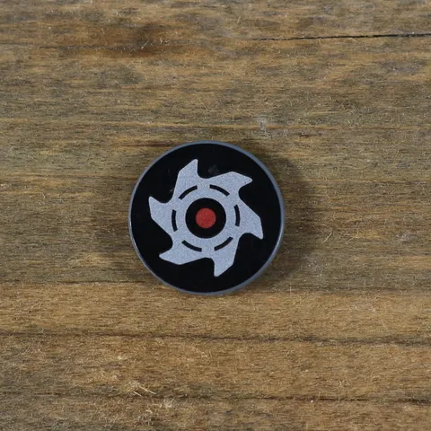 LEGO Ninjago Tile Round 2 x 2 Red Circle and Silver Saw Blade on Black 4150pb147