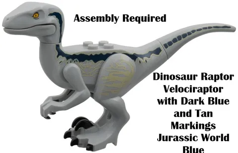LEGO Minifigure Dinosaur Raptor Velociraptor w/ Dark Blue & Tan Marking Jurassic