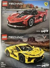 Lot of 2 LEGO TECHNIC: Ferrari FXX K 42212 & Chevrolet Corvette Stingray 42205