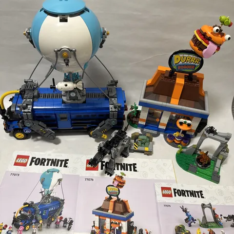 LEGO Fortnite Lot Bus 77073 Durrr Burger 77076 77075 QR Manuals AS-IS No Figs