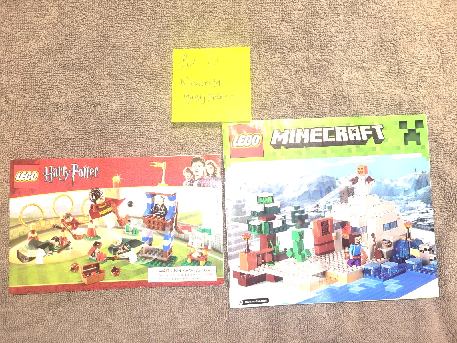 Mine Craft#21120 and Harry Potter  #4737 Lego Manuals Only Lot D Lego Fun!
