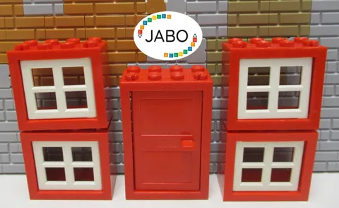 A7/10) LEGO 4x 4132 Window 2x4x3 Red Grille White Door 4130 4131 Red Red 2x4x5