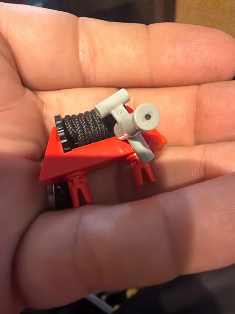 LEGO Red STRING REEL1x4x2 Complete with Black Fire Hose Gray Nozzle T Handle