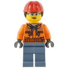 LEGO City Female Construction Worker Minifigure cty1554 New Hard Hat Builder