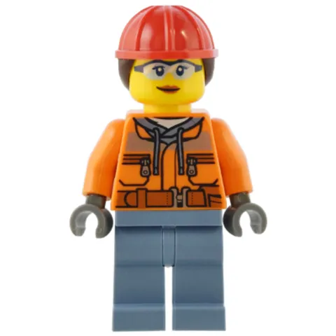 LEGO City Female Construction Worker Minifigure cty1554 New Hard Hat Builder