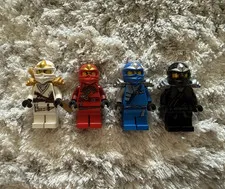 LEGO NINJAGO Minifigure Lot 4: Zane, Kai, Cole Ninja Figures w/ Accessories