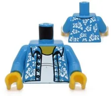 LEGO Minifigure Torso Dark Azure Blue Hawaiian Shirt beach unbuttoned 6193838