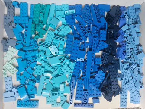 Lego 10 Shades of Blue Color Bricks, Plates, & Specialty Parts~300 Pc Lot