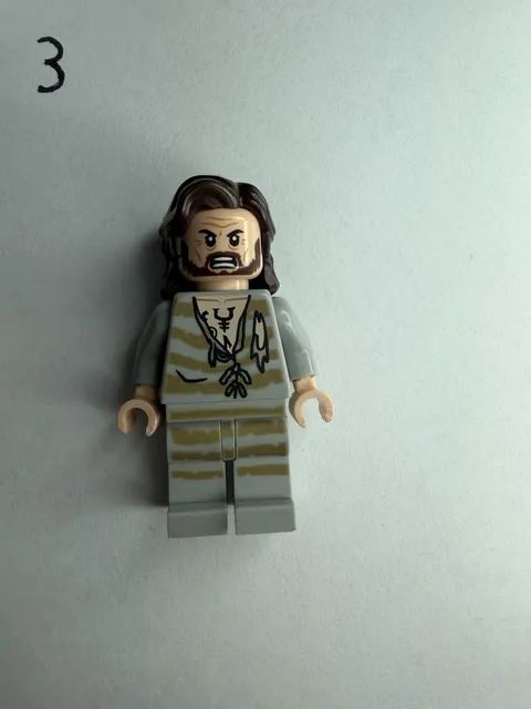 Lego New Sirius Black Dark Brown Hair Light Bluish Gray Tattered Striped Shirt