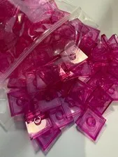 LEGO NEW-#87580-TRANS  DARK PINK- 2 X 2 TILE MOD W/ STUD & GROOVE-10 PIECES-RARE