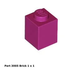 LEGO Magenta 1x1 Brick (3005) - 100 New Pieces - Building Bricks