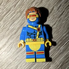 LEGO X-Men Cyclops Minifigure Blue Yellow w/ Brown Hair Visor Sunglasses