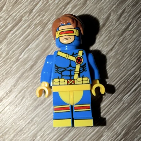 LEGO X-Men Cyclops Minifigure Blue Yellow w/ Brown Hair Visor Sunglasses