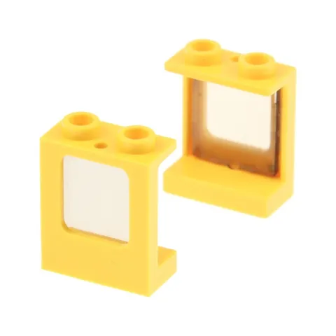 2x LEGO Window Frame 1x2x2 Yellow Transparent Glass Brown 60601 60032