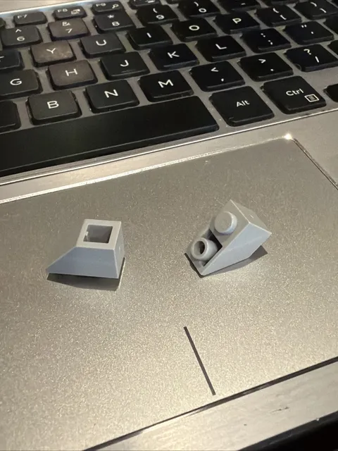 LEGO 3665 SLOPE BRICK  1x2 INVERTED, 45 DEGREES LIGHT GRAY QUANTITY 2 PIECES