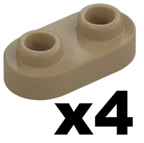 Lego 4 New Dark Tan ROUND PLATE 1 x 2 with Open Studs Part 35480 DT02