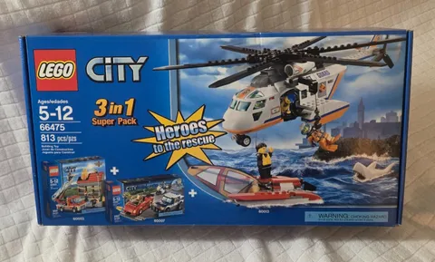 City Lego 66475 Super Pack 3 in 1 Set with 10 Minifigures 813 pcs Sealed Retired
