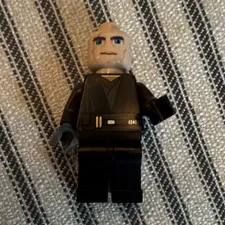 LEGO Minifigure, Black Outfit, Gray Hands, Bald Head, Plastic