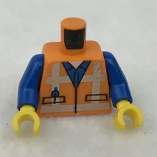 LEGO 973pb3370c01 Orange Torso Safety Vest W/ Reflective Worn Crossed Stripes