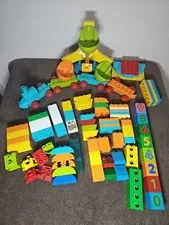 Large LEGO DUPLO Blocks & Bricks Lot w/ Ferris Wheel & Trains + 2 Storage Cases 