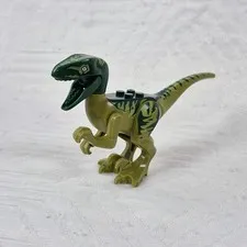 LEGO Jurassic World Velociraptor Printed Figure Green Tan Raptor Escape Charlie