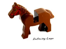 LEGO Vintage Brown Horse Moveable Head with Red Bridle (73392 75998) - x1