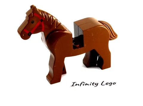LEGO Vintage Brown Horse Moveable Head with Red Bridle (73392 75998) - x1