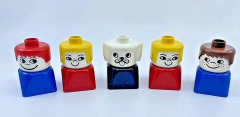 VTG Lego 5 Duplo Figures Building Toys Boy Family Animals Figurines #1
