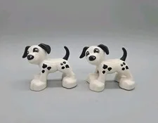 Lego Duplo Animal Dog Dalmatian White Black Lot Of 2 Figures Vintage